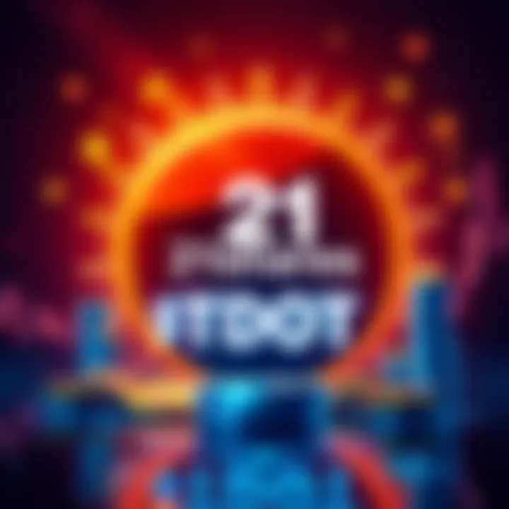 A graphic showing the logo of 21shares with text announcing the launch of $TDOT, surrounded by investment symbols like graphs and coins.