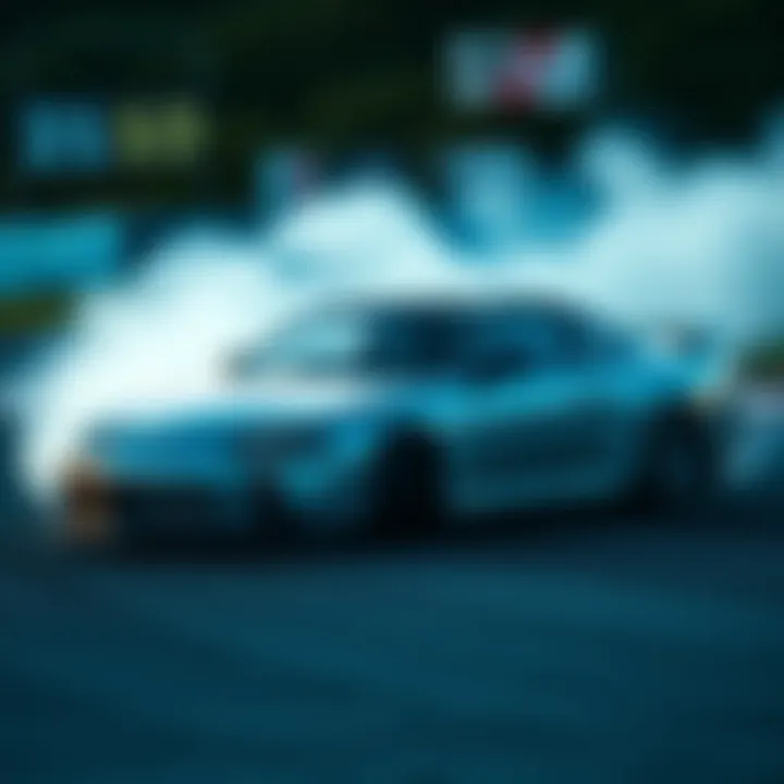 A 240SX car drifting around a turn at Shimanoyama Drift Circuit, showcasing its speed and style.