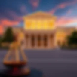 Exterior view of the 9th Circuit Court building with a legal symbol in the foreground, representing a ruling on prediction markets as gambling.