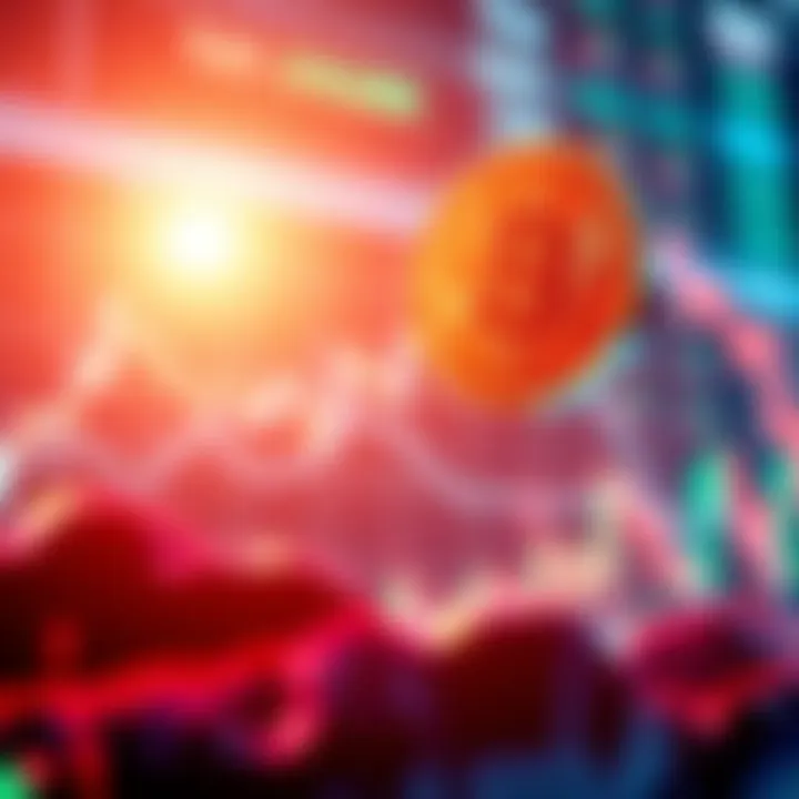 A graphic showing the rise of PI Coin in day trading with an upward trend on a chart