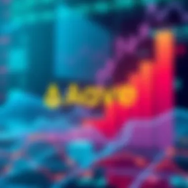 Aave logo with financial graphs showing growth and loans