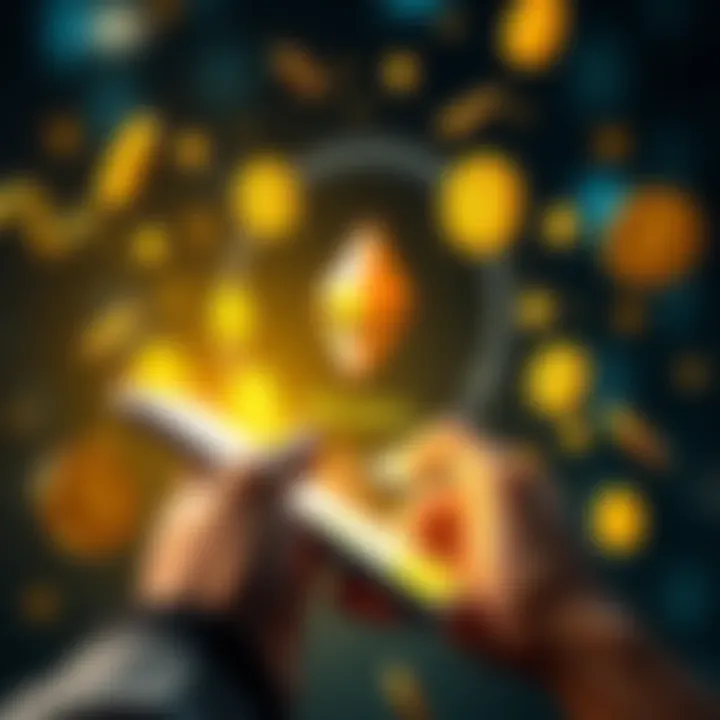 A person using a smartphone to accept Monero payments with a digital wallet app, surrounded by currency symbols.