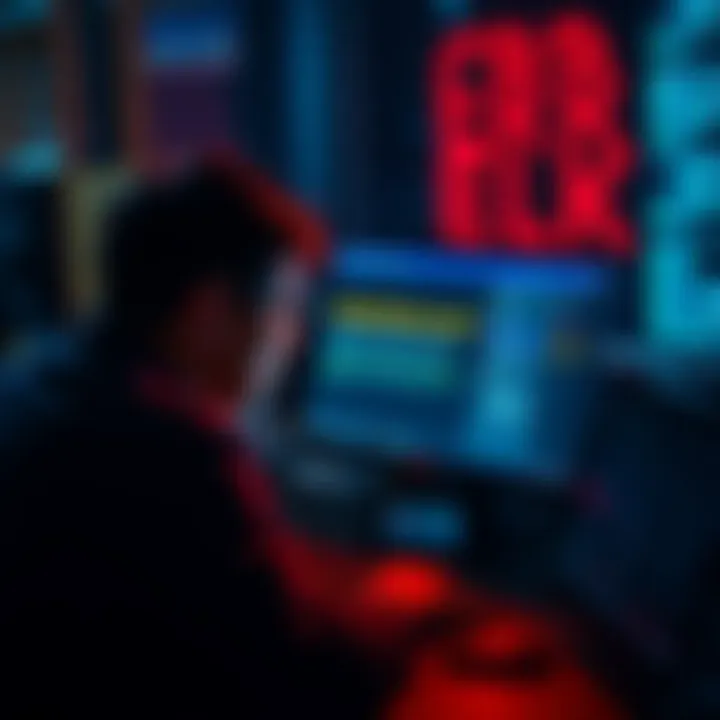 A person frustrated at a computer screen showing an error message while trying to retrieve transaction details from a closed account