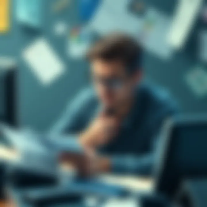 Navigating the Complexities of Account Closures A baffled customer surrounded by paperwork and digital devices, illustrating the frustration of account closure processes