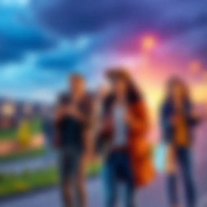 A vibrant depiction of engaged home buyers exploring properties in a dynamic market environment, showcasing enthusiasm and optimism.