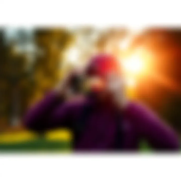 A person taking a photo of their outdoor workout, surrounded by trees and sunlight, showcasing an active lifestyle