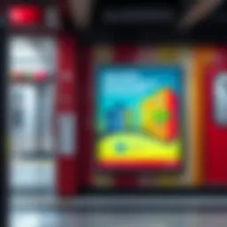 A colorful advertisement promoting virtual property on a subway wall, highlighting investment opportunities in the metaverse.