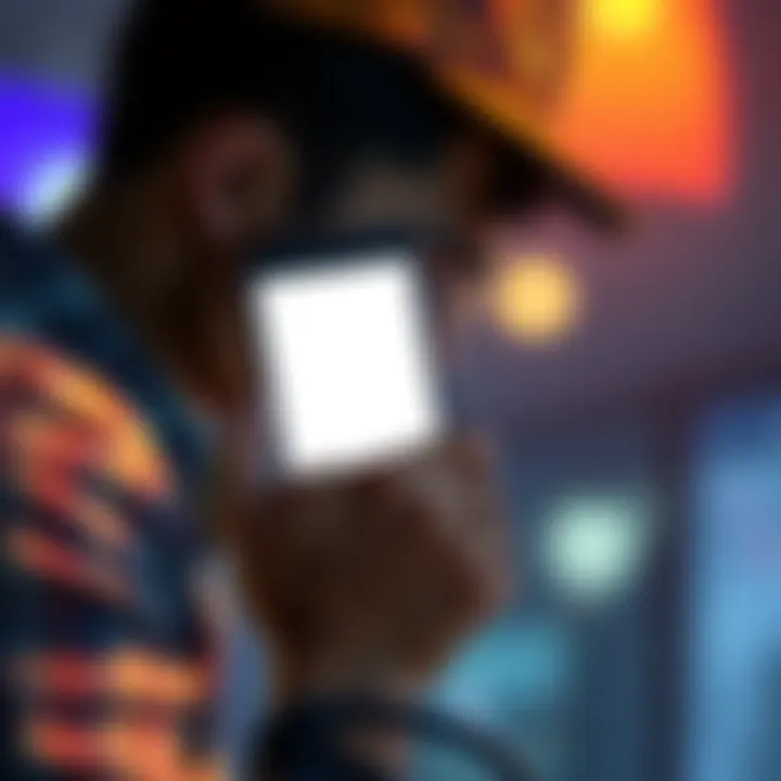 A worried person looking at a phone with a blank screen where ads used to appear for earning Atlas bucks.