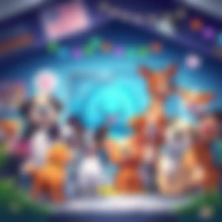 A vibrant illustration showing Aerobud the memecoin character, surrounded by happy animals, with a backdrop of a shelter and playful animations, representing the donation to animal shelters.