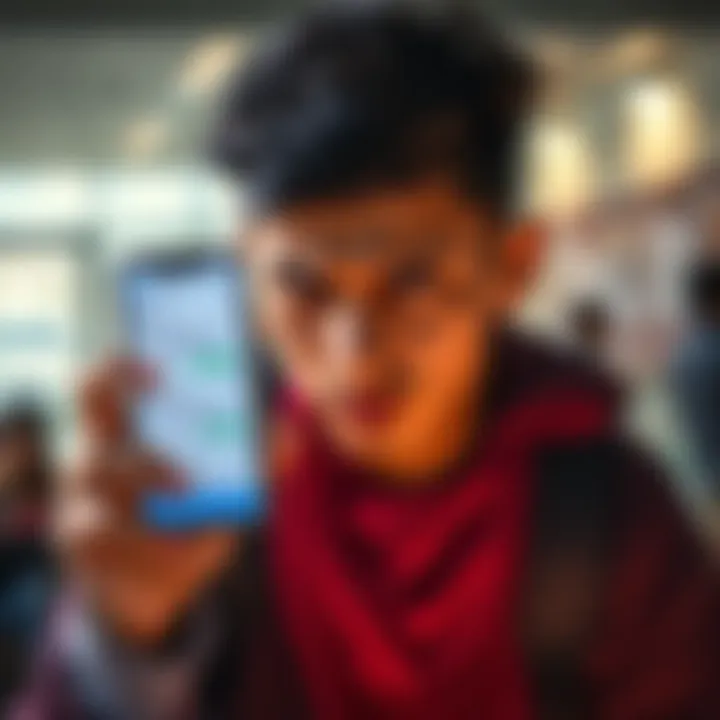 A concerned student holding a smartphone displaying a Telegram group chat about leaked Re-NEET 2026 papers, looking frustrated