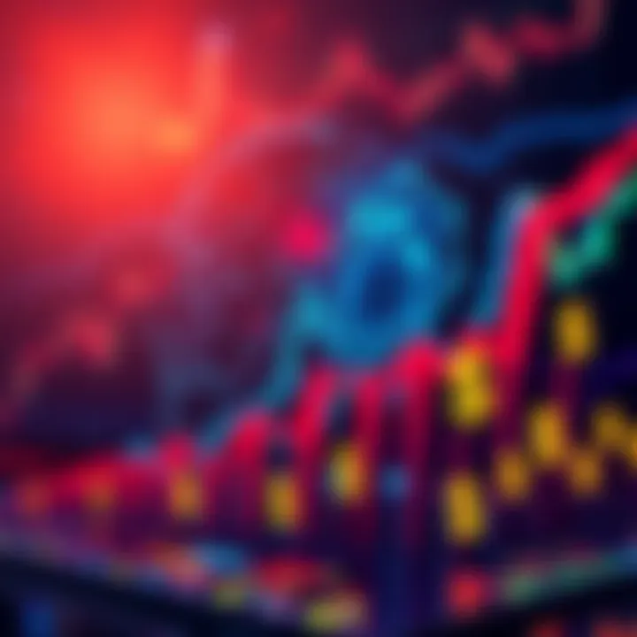 Graphic showing an AI trading agent with upward trending graphs and dollar signs, symbolizing its profit over humans in trading.