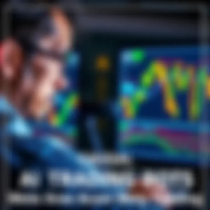 AI Trading Bots Under Scrutiny A close-up of a person analyzing trading charts on a computer screen with artificial intelligence indicators, concerned expression on their face.