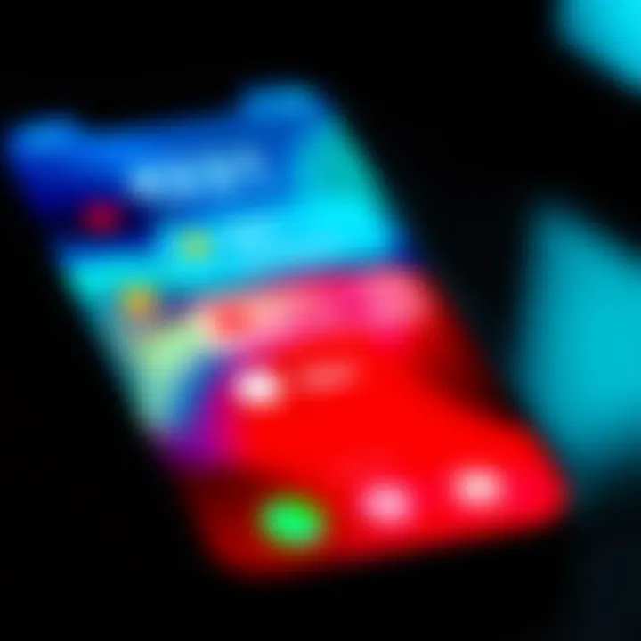 A phone screen displaying important notifications and alerts in bright colors.