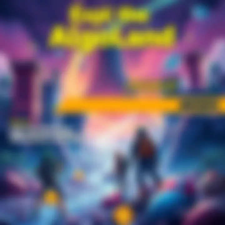 Participants exploring Algoland with prizes and a vibrant blockchain theme