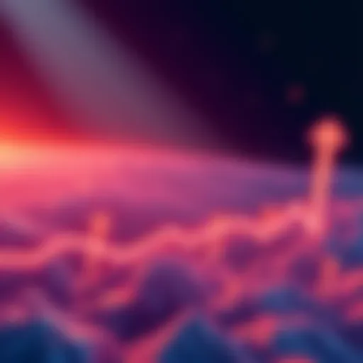 Illustration showing potential price trends for Algorand (ALGO) from 2026 to 2030 with upward and downward arrows