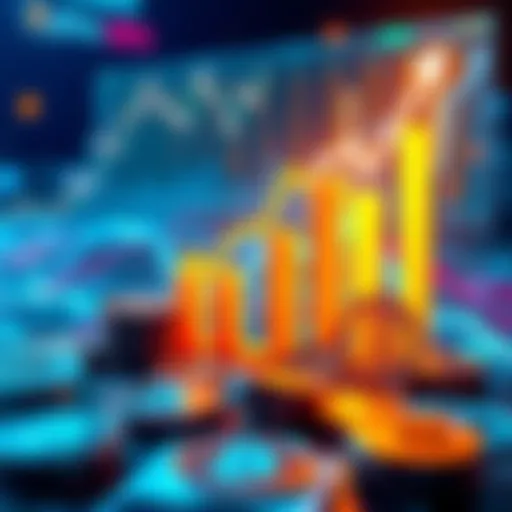 A visual representation of Algorand's growth in the crypto market, showing increasing charts and digital currency symbols.