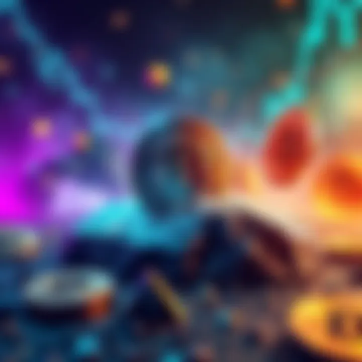 A visual showing a contrast between Bitcoin's steady growth and the volatile nature of various altcoins, symbolizing financial loss and risk. Bitcoin is depicted as a solid rock, while altcoins are sh...