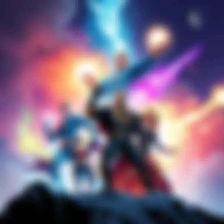 An illustration featuring various superheroes who could replace the Fantastic Four members, showcasing their unique powers and teamwork dynamics.