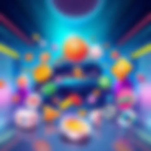 An illustration showing various alternative tokens in digital currency, highlighting trends and key players in a futuristic setting.