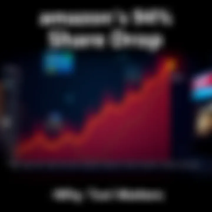 Amazon Share Price Drop Graph showing a steep decline in Amazon's share price over time, highlighting a 94% drop during 2000 to 2002, with an upward trend representing the current market situation.