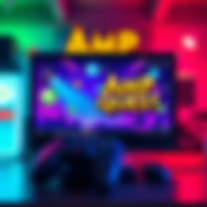 A colorful desktop screen showcasing the Amp Quest mini game with vibrant graphics and engaging gameplay elements.