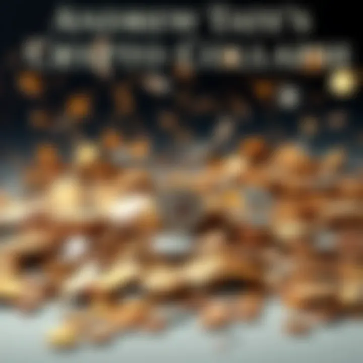 Andrew Tate's Crypto Collapse A visual representation of a crumbling cryptocurrency empire with coins scattered and shrinking in size, symbolizing Andrew Tate's financial downfall.