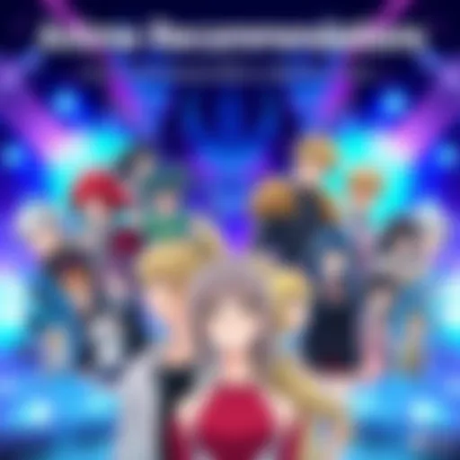 A vibrant group of anime characters from various series, showcasing diverse styles and themes, inviting viewers to explore new shows.