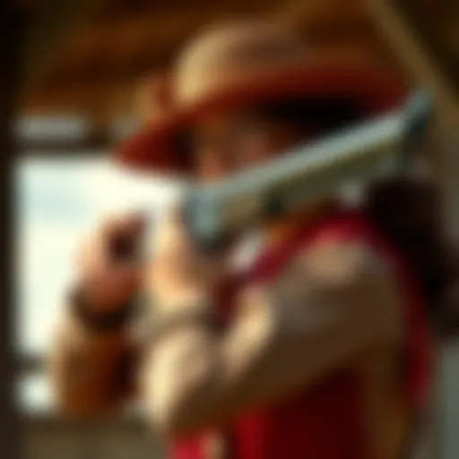 Annie Oakley aims a gun over her shoulder using a hand mirror in a 1899 photograph, showcasing her sharpshooting skills.