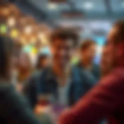 A man with a smirk, interrupting a group of friends during a conversation, showcasing traits of being annoying.