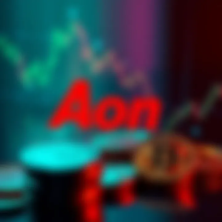 Aon logo with stablecoin symbols and digital coins representing insurance premium payments