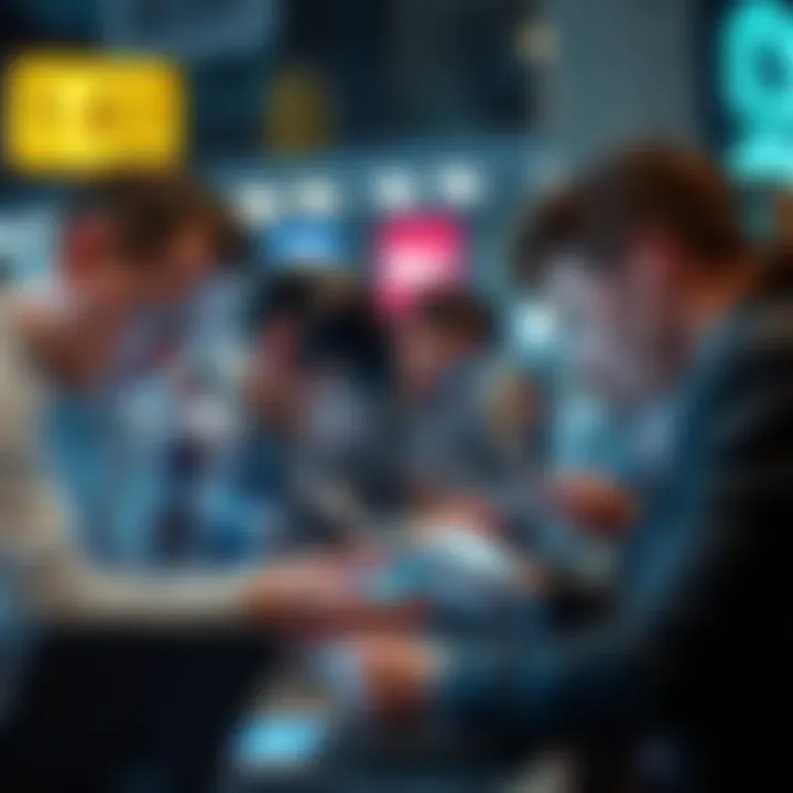 Frustrated people struggling with app connectivity on smartphones