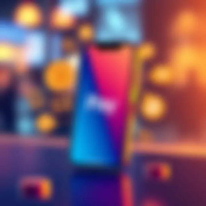 A smartphone displaying the Apple Pay app with financial icons around it, representing budgeting and management tips.