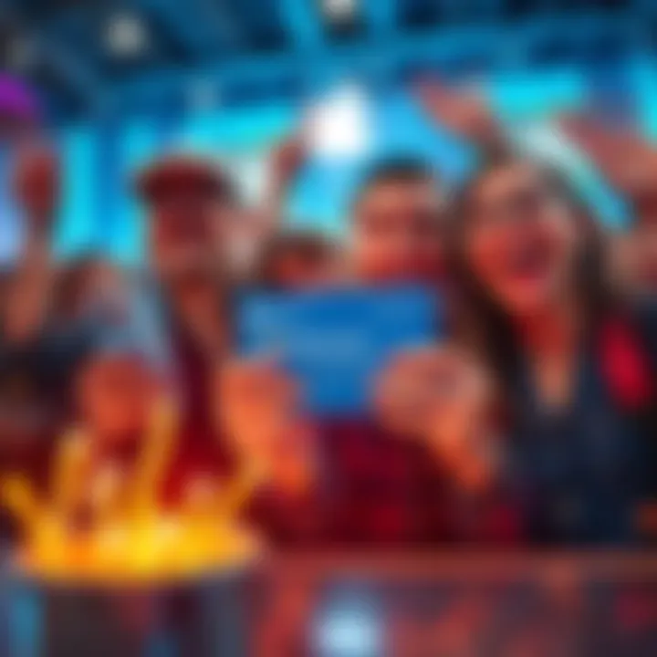 Excited Apple fans showcasing BitMartCard perks on a digital device, highlighting cashback and rewards features