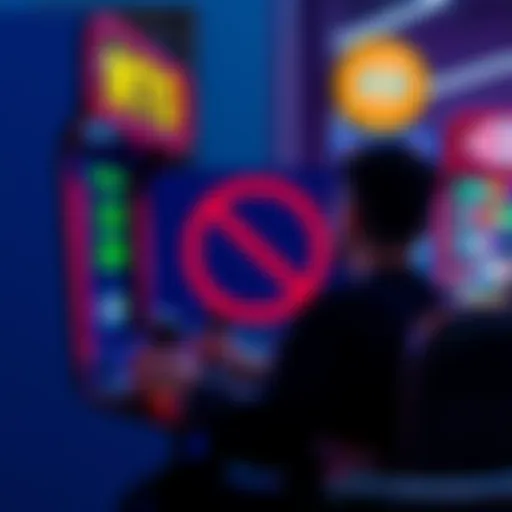 A player frustrated at an arcade game machine that displays no payout despite achieving goals