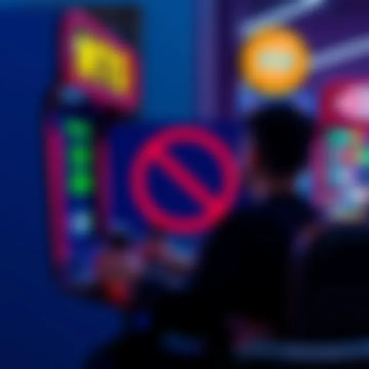 Arcade game screen showing no payout A player frustrated at an arcade game machine that displays no payout despite achieving goals