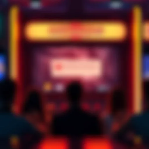 A close-up of an arcade game displaying a rewards screen with an error message, surrounded by disappointed players