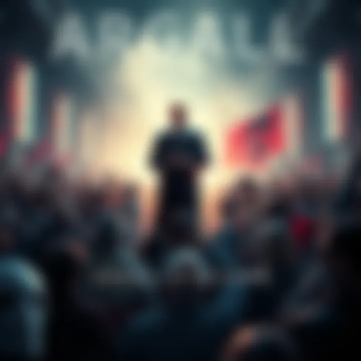Argall's Return A dramatic portrayal of Argall standing confidently, surrounded by divided crowds showing both support and concern, symbolizing the community's mixed reactions.