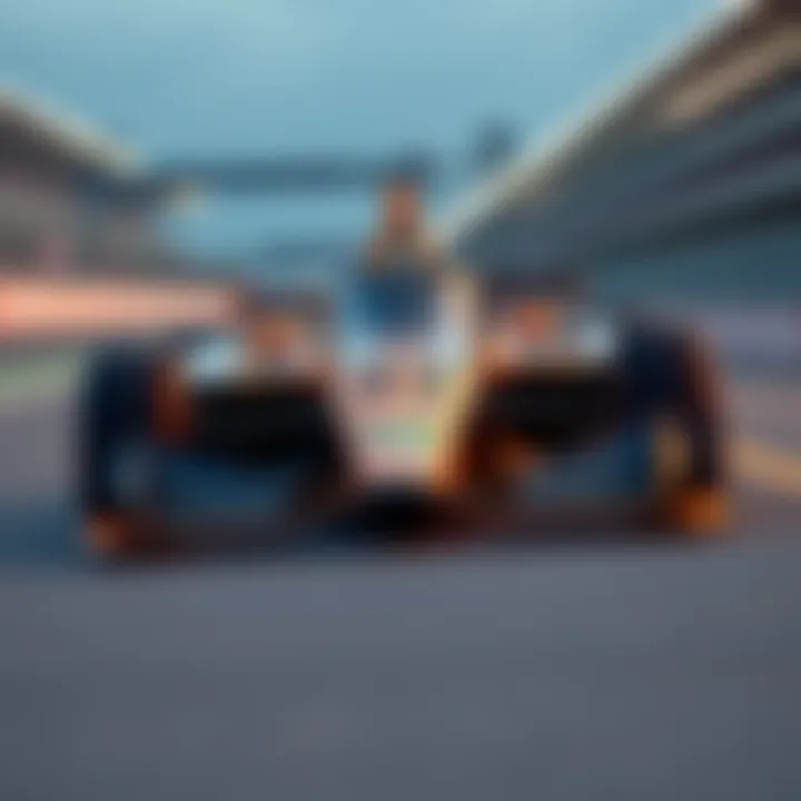 The new Arrow McLaren IndyCar showing off its bold livery design for the 2026 season at the track.