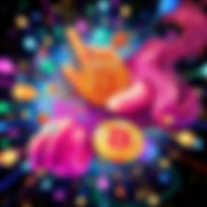 A digital artwork blending art elements with Bitcoin symbols, showcasing art inspired by Bitcoin's satoshi values.