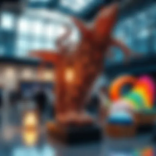 A vibrant art installation showcasing community engagement and creativity in a modern setting