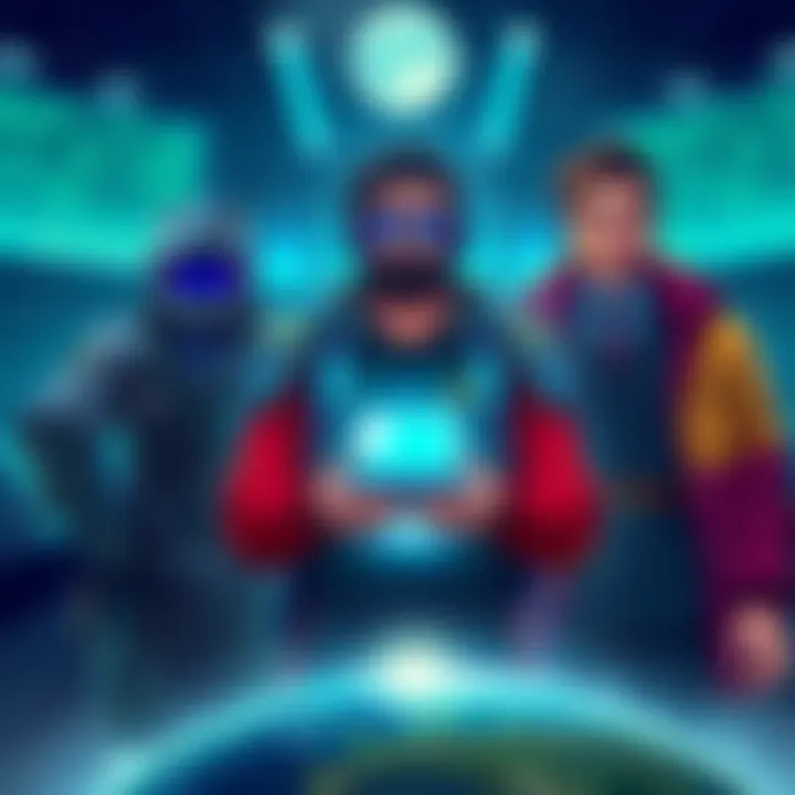 An illustration showing three players representing long-term investors, short-term investors, and a savvy player who makes profits without spending money in Atlas Earth.