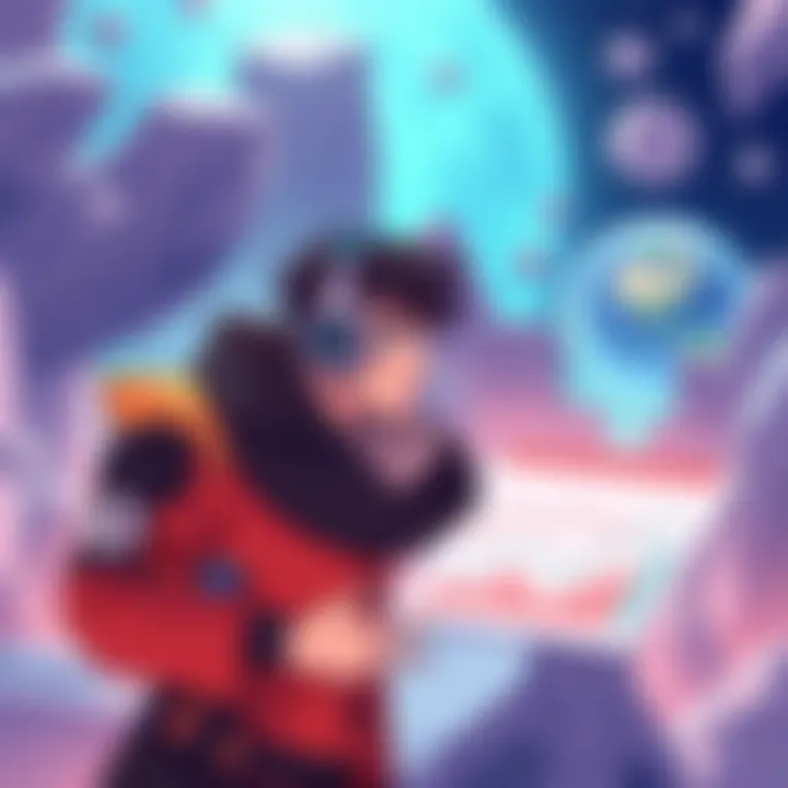 An illustration showing a character discussing tier jumps in Atlas Earth with visual elements like plots and earnings graphs.