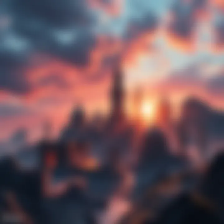 A virtual landscape showing crumbling landmarks in Atlas Earth, symbolizing instability.