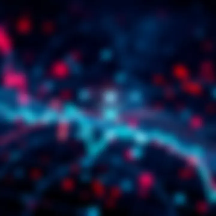 Graph showing ATOM's market trends with blockchain connectivity symbols