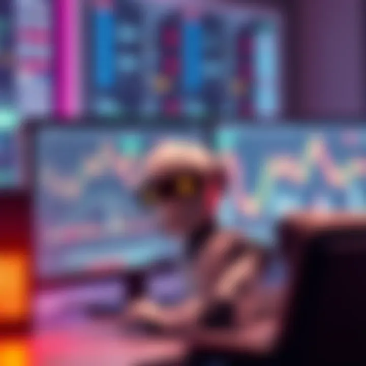 A graphic showing a robot managing cryptocurrency trades on a computer screen, symbolizing automated trading for beginners.