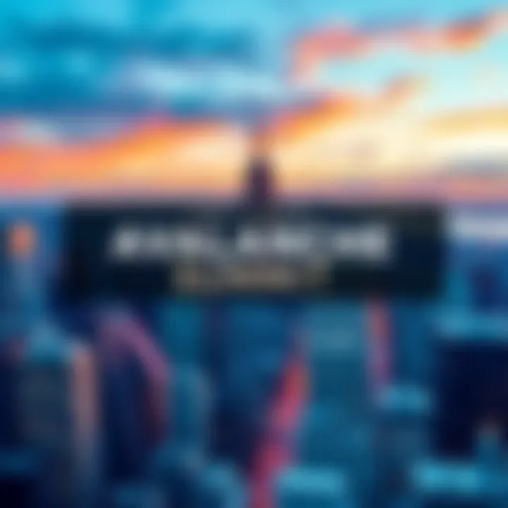 A skyline view of New York City with a banner announcing the Avalanche Summit. Industry leaders are preparing to discuss onchain finance.