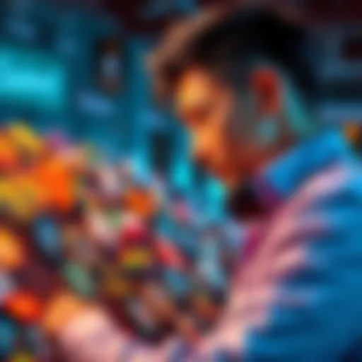 A person looking at a collection of badges and parcels, contemplating their strategy for optimizing them.