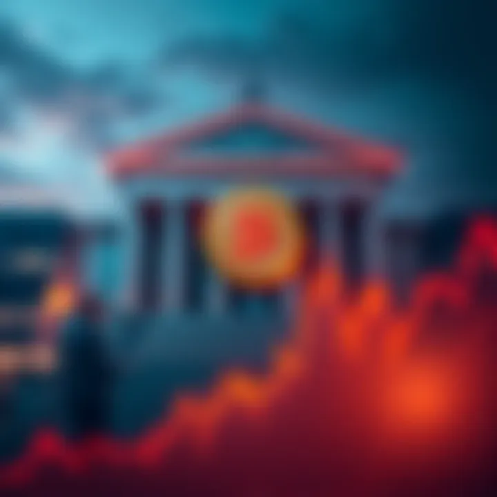 Graph showing Bitcoin price dropping with Bank of Japan rate hike announcement