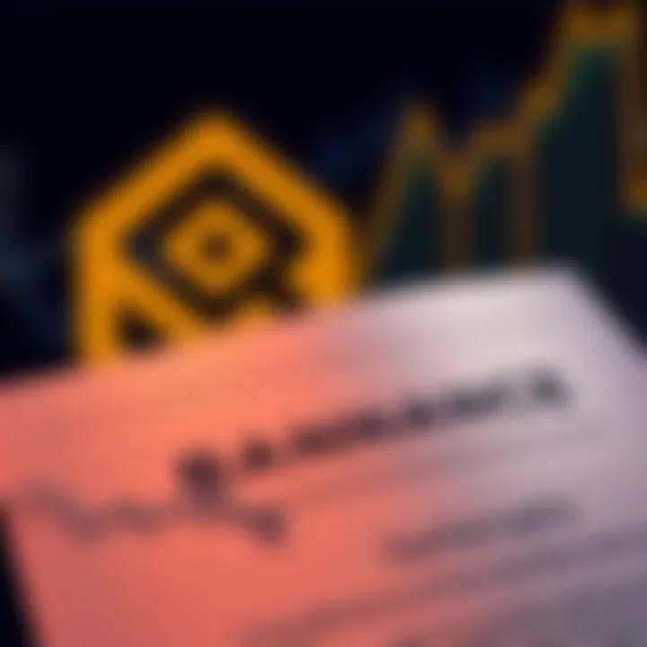 A close-up of a formal bankruptcy notice document with the Binance logo in the background, indicating financial trouble for Binance Switzerland.
