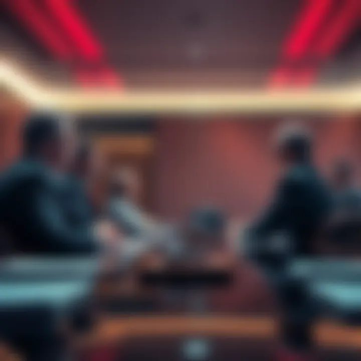 A group of bank executives discussing the potential risks of stablecoin yields and the CLARITY Act in a boardroom setting.